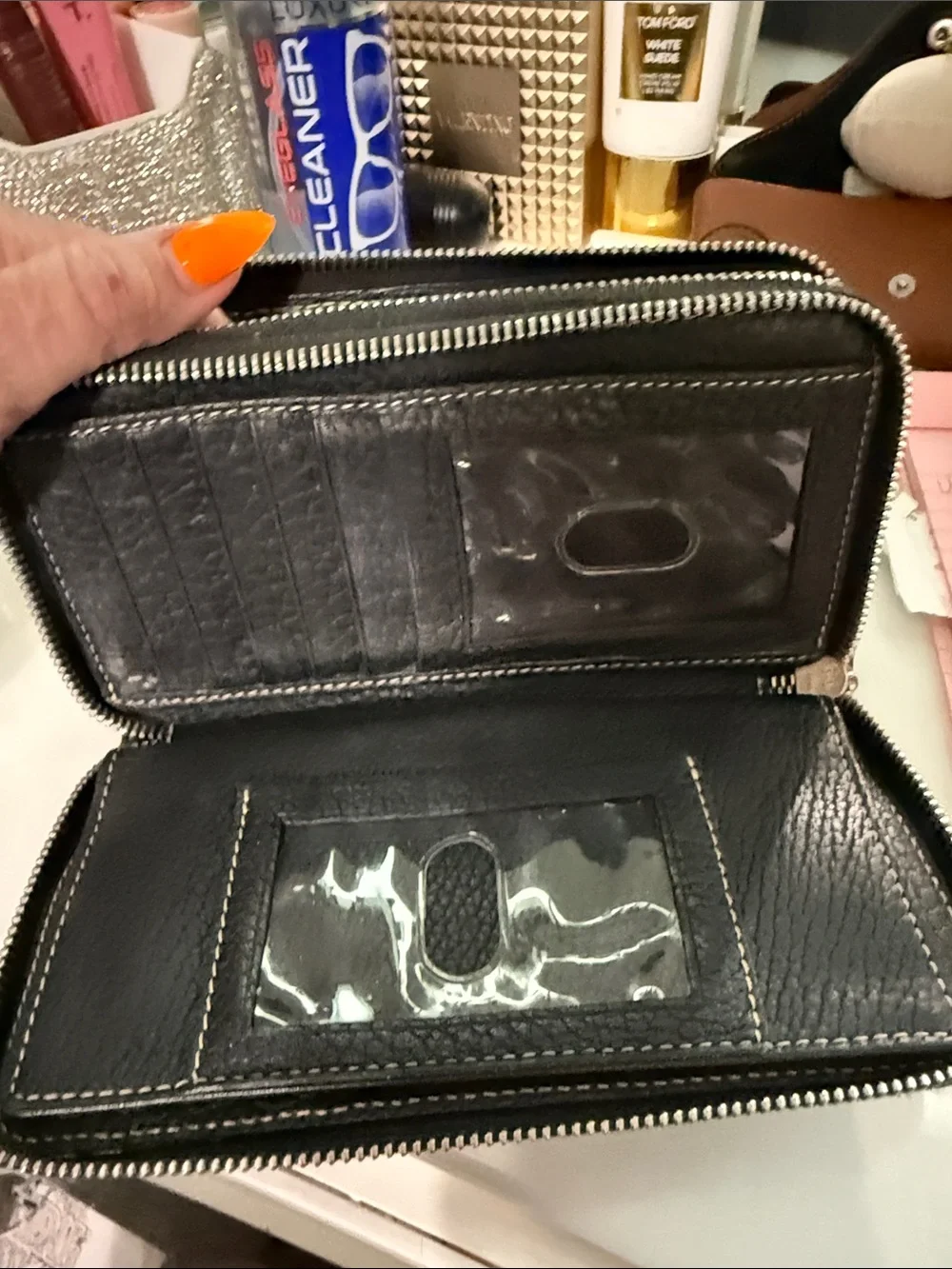 Dooney & Bourke Black Pebble Leather Zip-Around Wallet